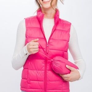 Love Tree Vibrant Pink Puffer Vest Small